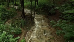 森林中潺潺溪流小瀑布